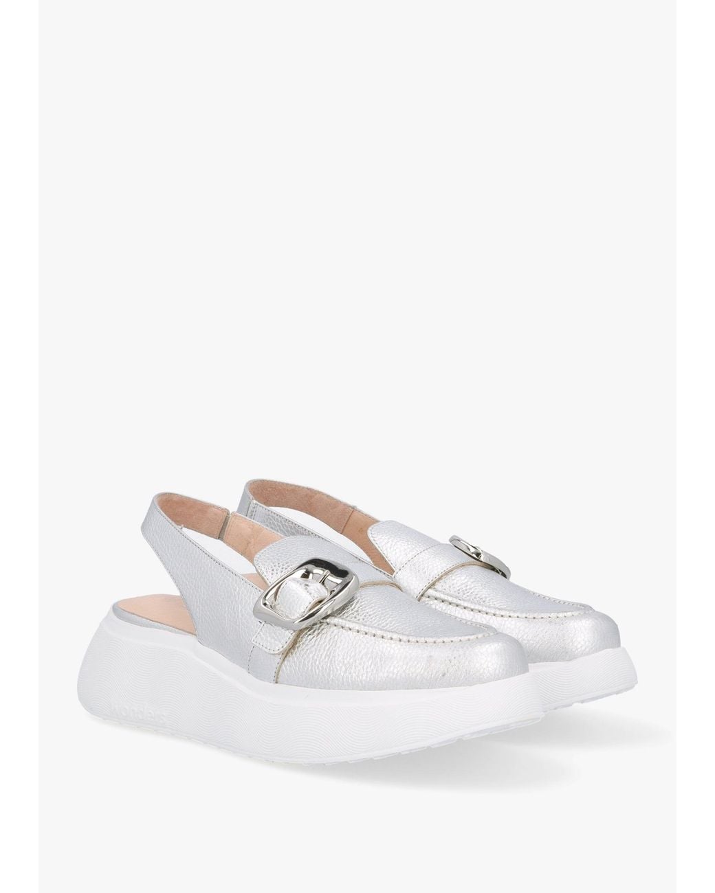 Wonders White Acalia Chunky Low Wedge Sling Backs