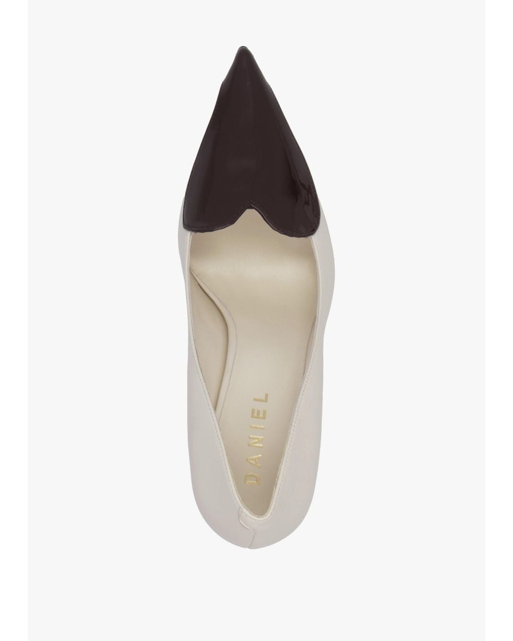 Daniel White Elove Off Leather Heart Toe Cap Court Shoes