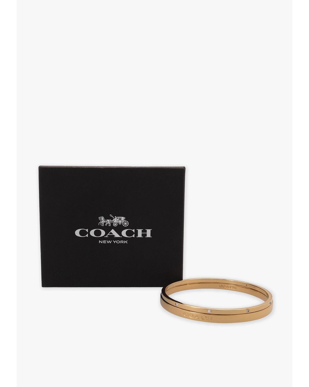 COACH White Logo Crystal Duo Bangle Set