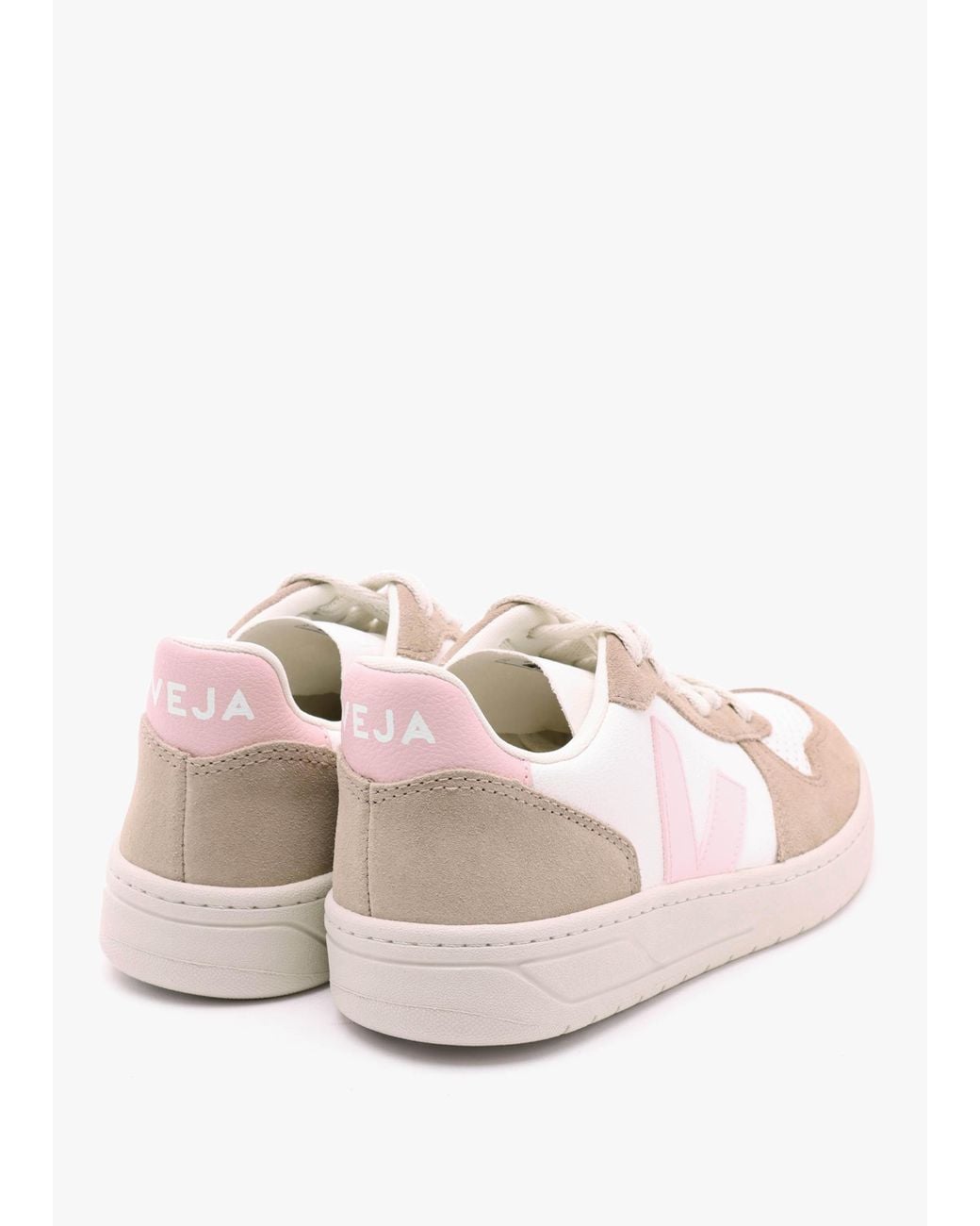 Veja Pink V-10 Chromefree Leather Extra White Petale Sahara Trainers