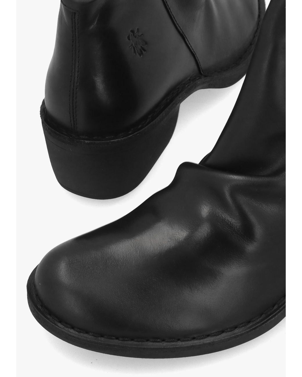 Fly London Black Muke Ruched Block Heel Ankle Boots