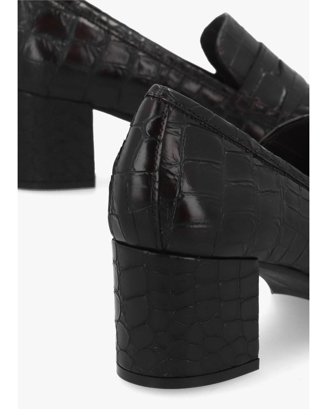 Daniel Black Python Leather Block Heel Loafers