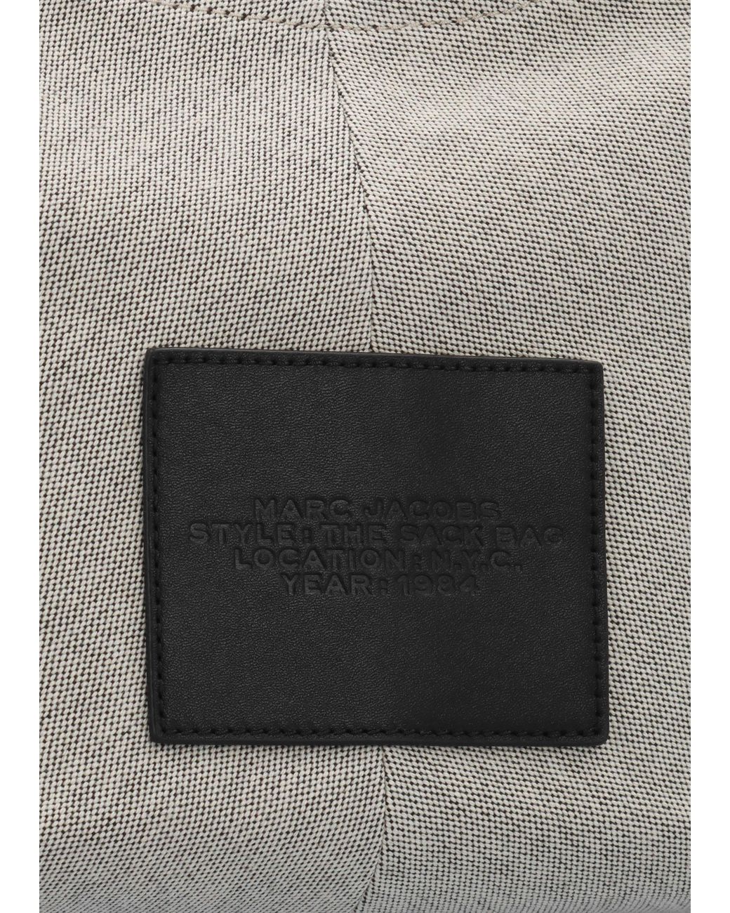 Marc Jacobs Gray The Leather Trim Canvas Belted Ivory Sack Bag