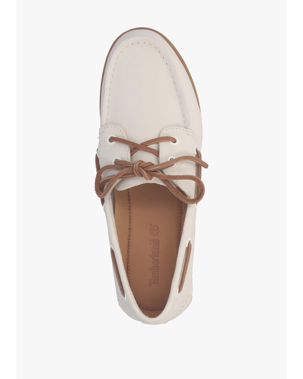 Timberland White Classic Natural Full Grain Leather Boat Shoes