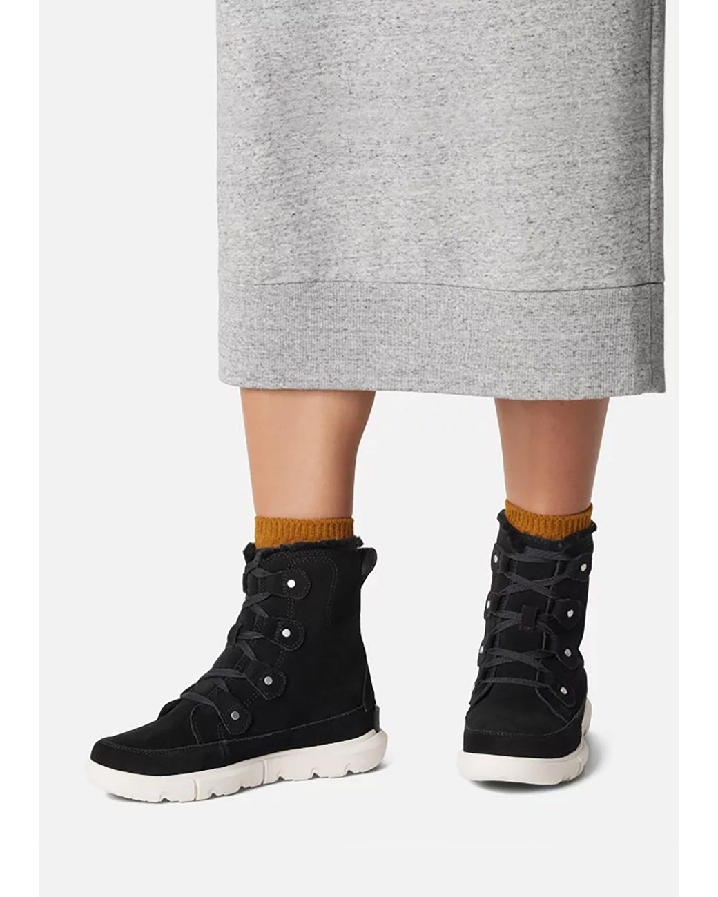 Sorel Explorer Next Joan Black Fawn Suede Ankle Boots