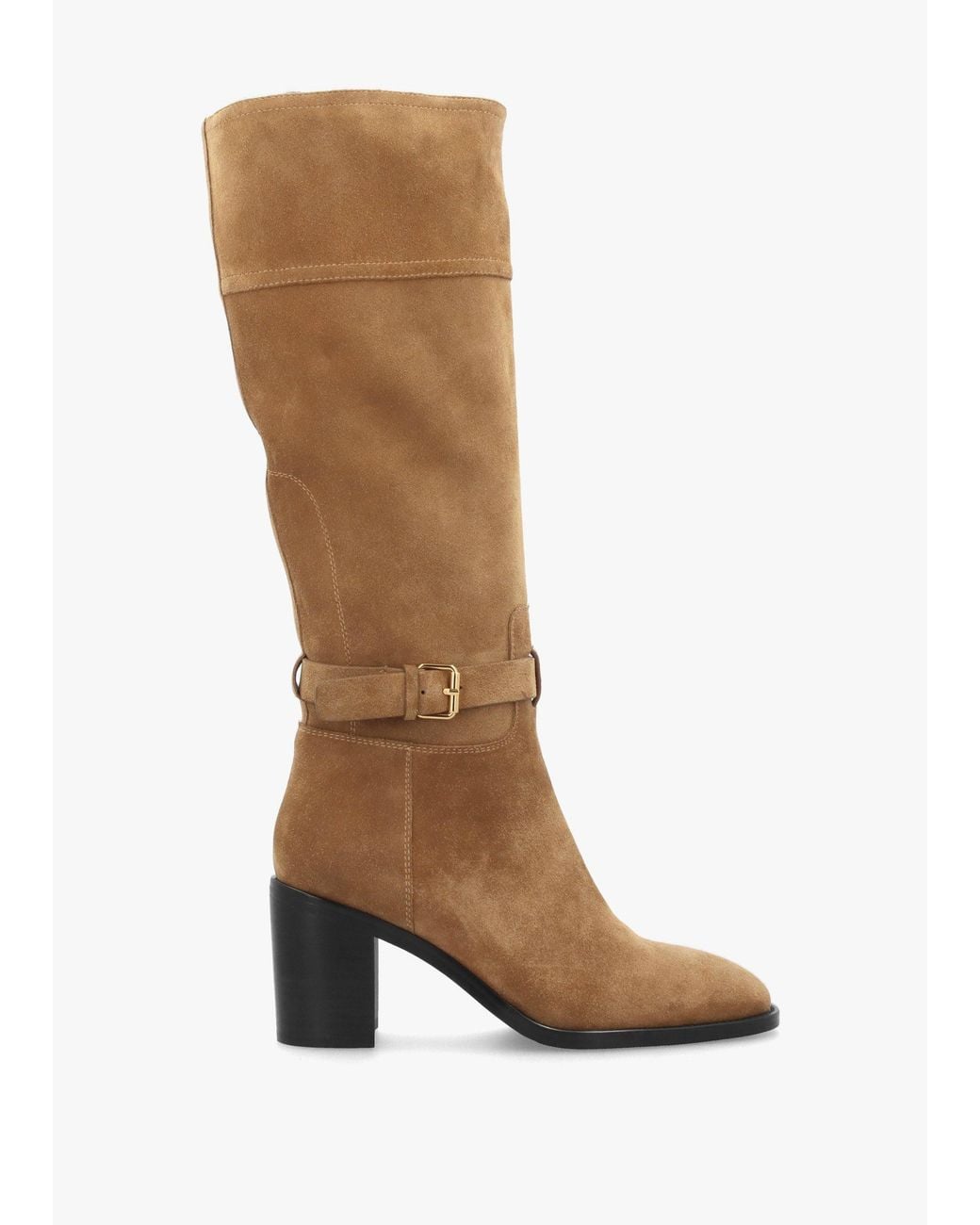 Daniel Brown Spartan Ankle Strap Block Heel Knee Boots