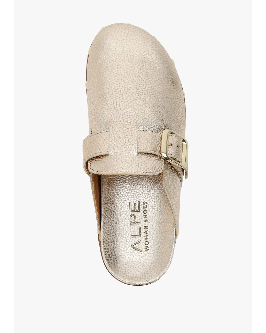 Alpe White Ambur Rose Leather Mule Clogs