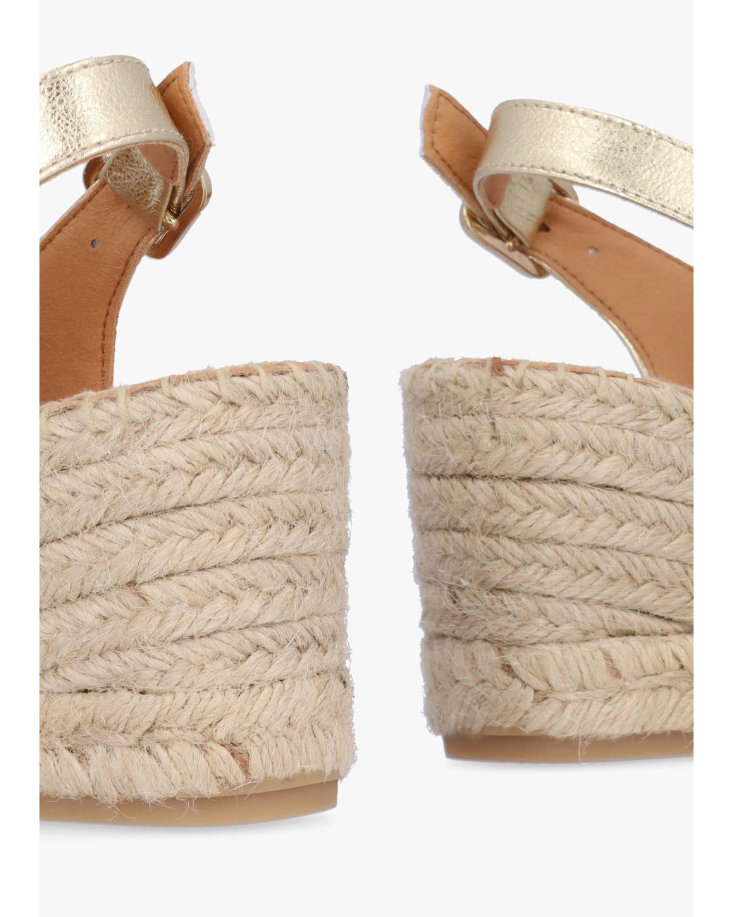 Daniel Natural Kate Gold Leather Peep Toe Wedge Espadrilles
