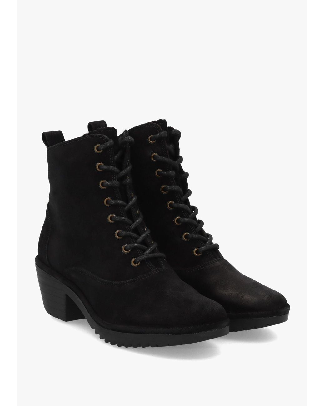Fly London Black Wune Block Heel Ankle Boots