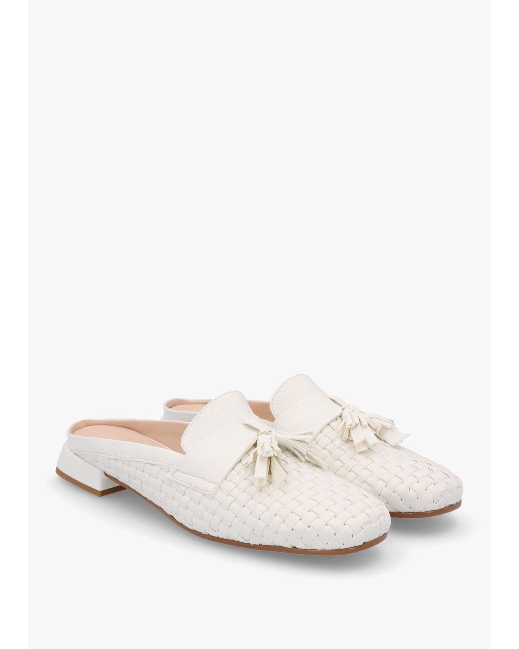Daniel White Nova Cream Leather Woven Backless Mules
