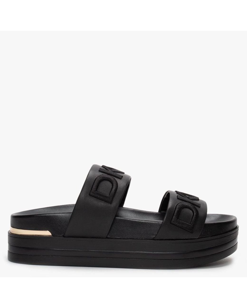 DKNY Tee Double Band Black Sliders Lyst