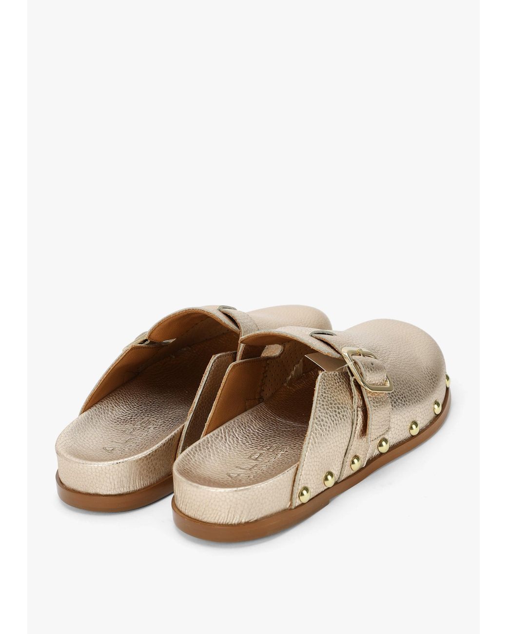 Alpe White Ambur Rose Leather Mule Clogs