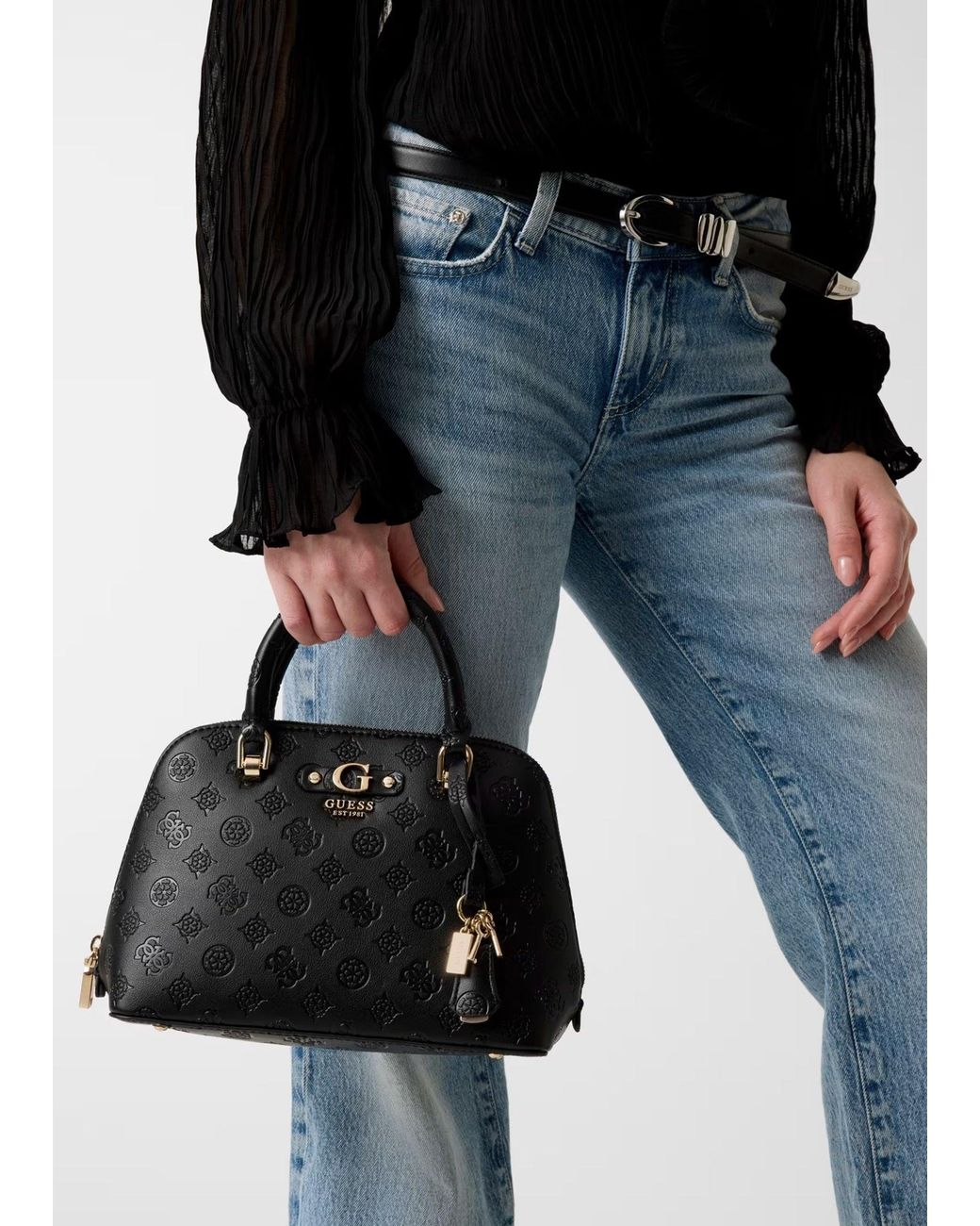 Guess Black Dita Dome Satchel Bag