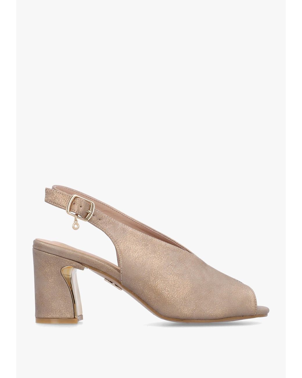 Moda In Pelle Natural Love Taupe Metallic Block Heel Sling Back Sandals