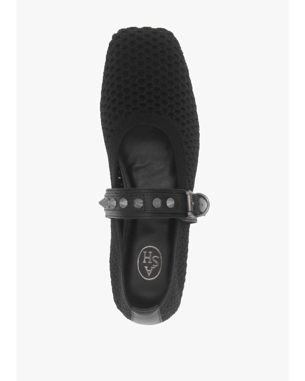 Ash Black Bijoux Woven Studded Ballet Pumps