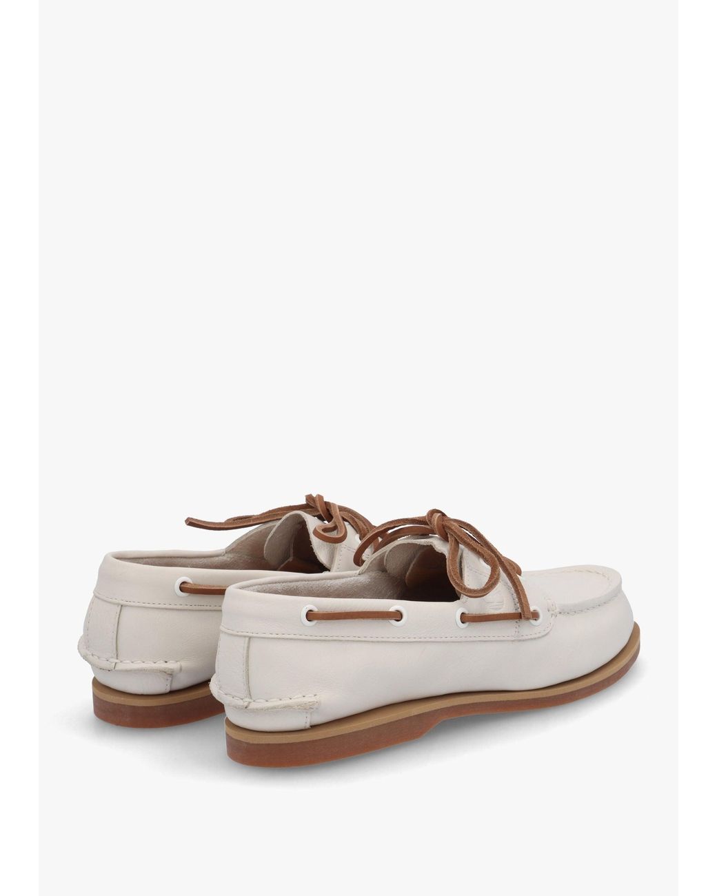 Timberland White Classic Natural Full Grain Leather Boat Shoes