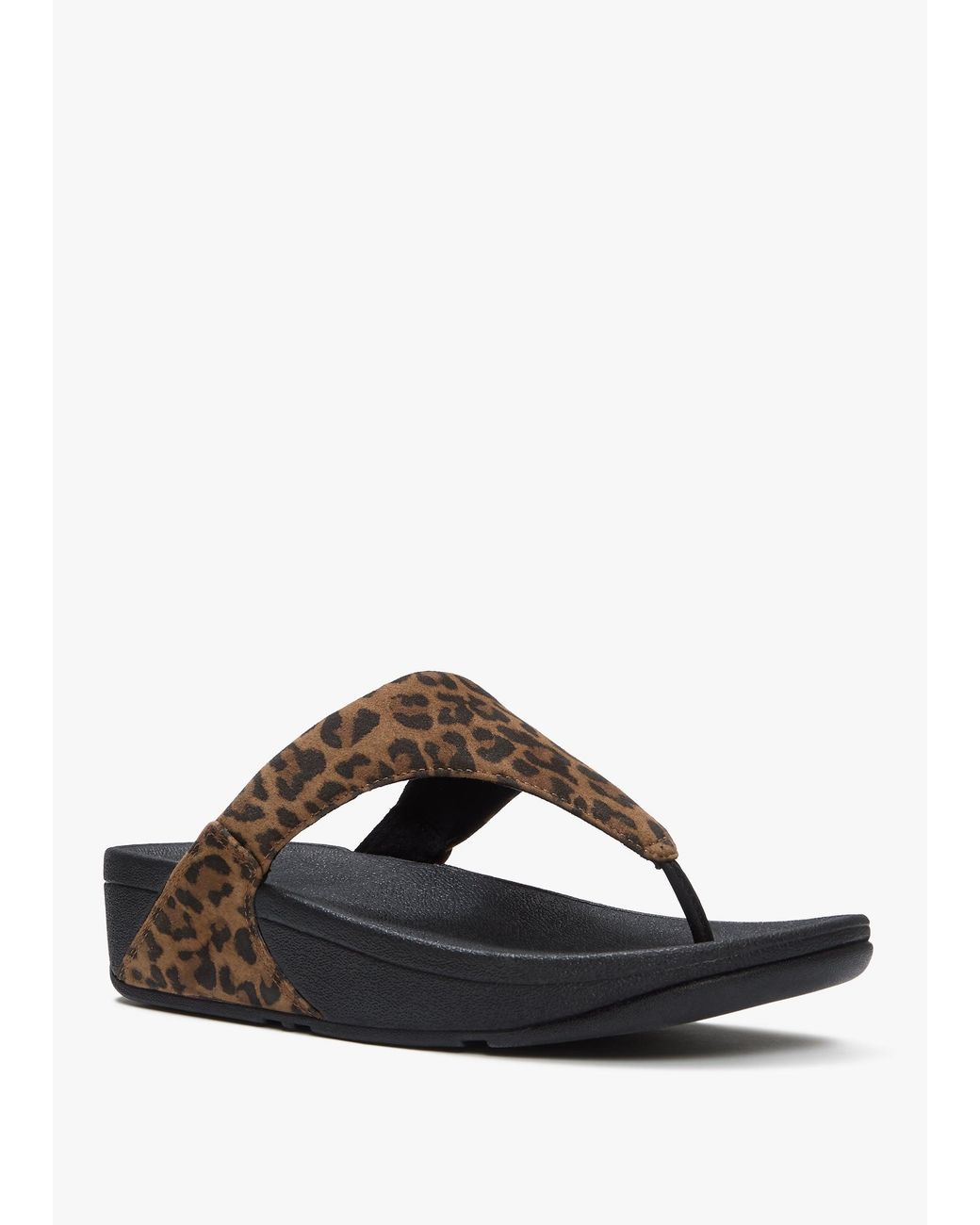 Fitflop Brown Lulu Leopard Suede Toe Post Sandals