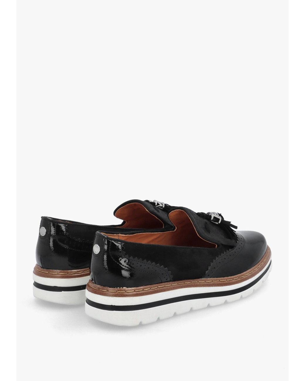 Moda In Pelle Black Ellee Patent & Suedette Tassel Loafers