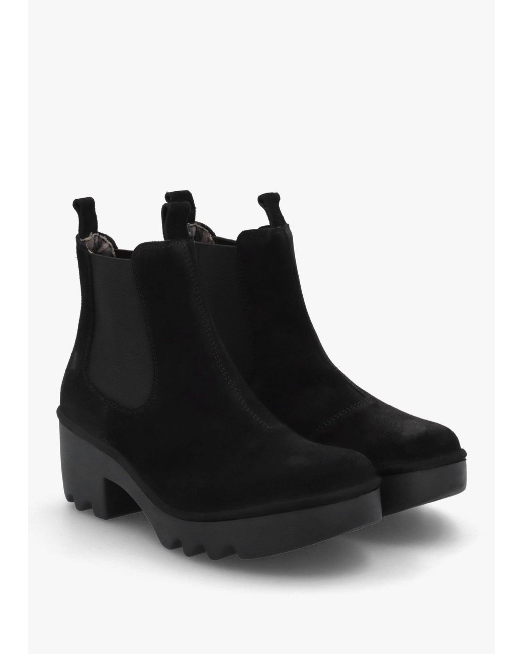 Fly London Black Trig Block Heel Chelsea Boots