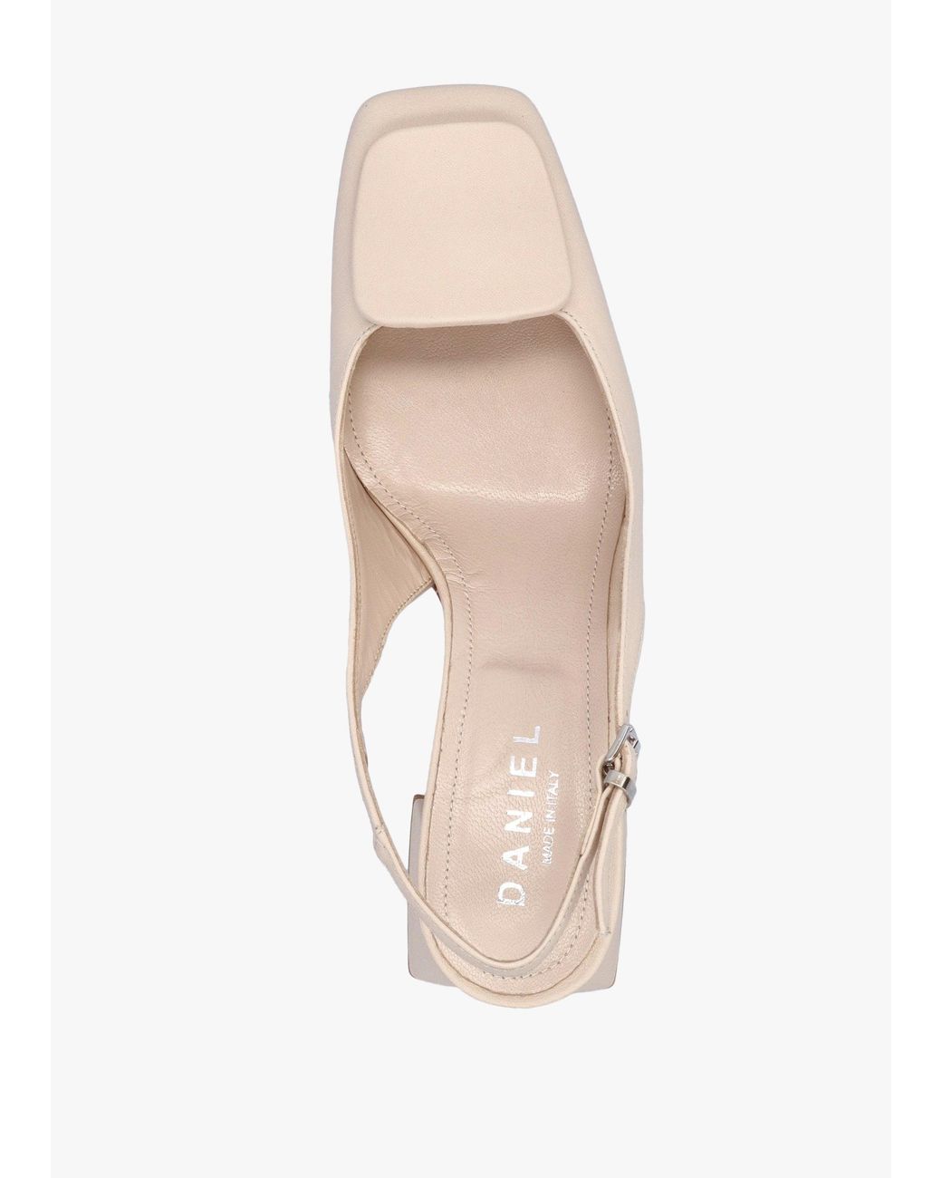 Daniel Natural Nessie Cream Leather Block Heel Sling Backs