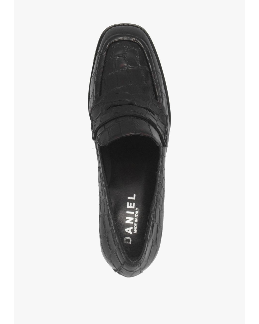 Daniel Black Python Leather Block Heel Loafers