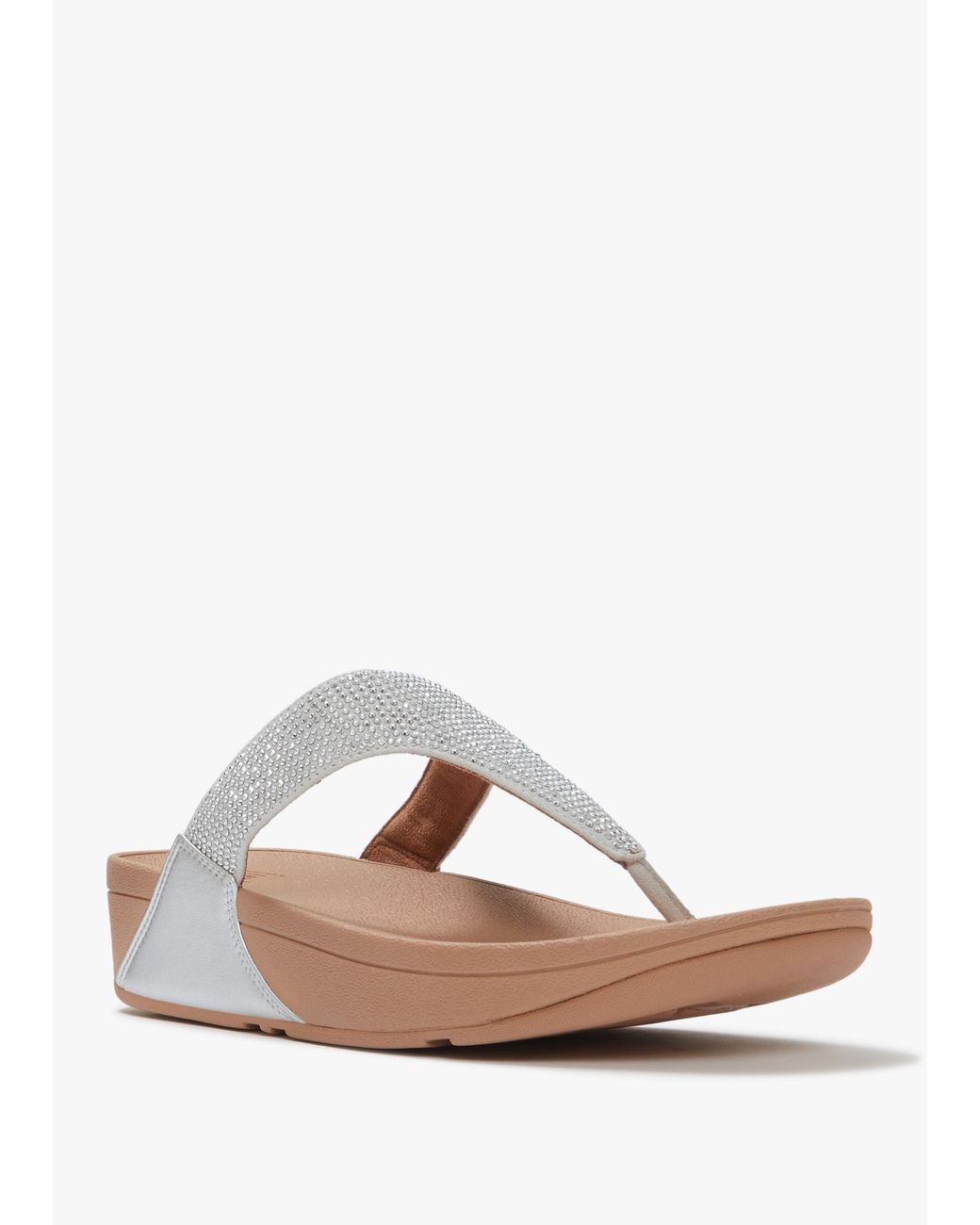 Fitflop White Lulu Crystal Embellished Steeled Toe Post Sandals