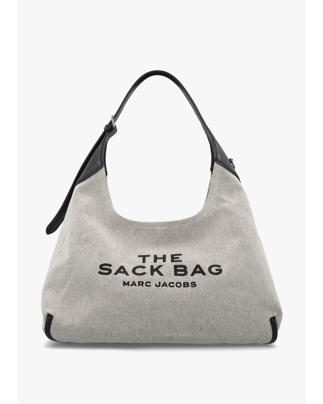 Marc Jacobs Gray The Leather Trim Canvas Belted Ivory Sack Bag