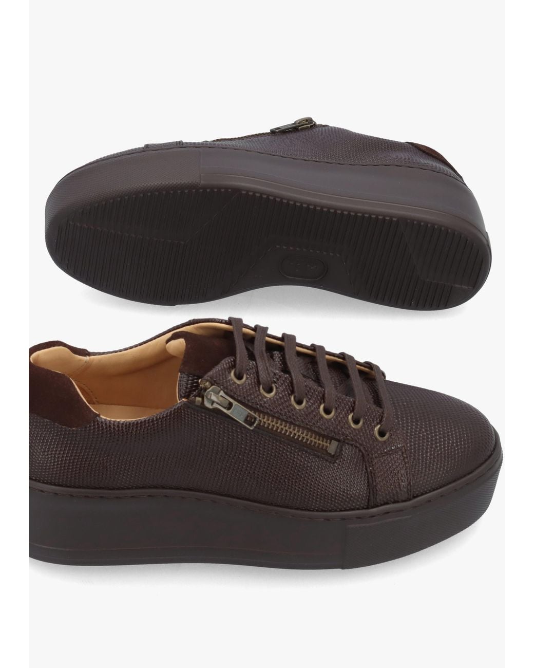 Daniel Brown Vippy Textured Leather Flatform Trainers