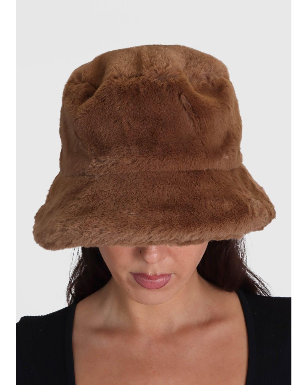 Oakwood Brown Bobland Tan Faux Fur Bucket Hat