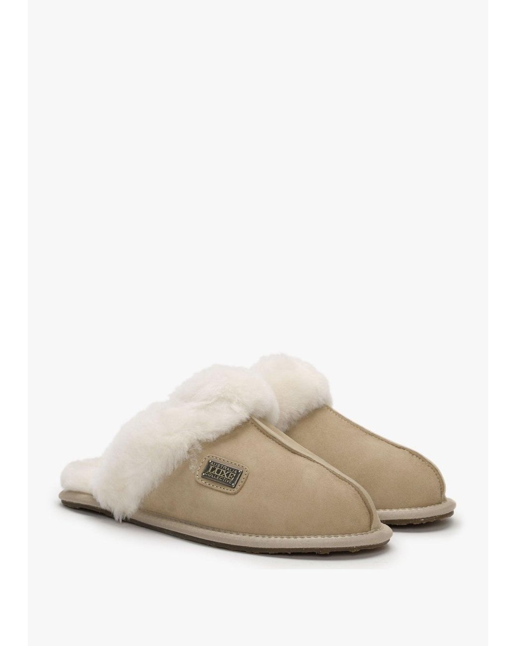Australia Luxe White Sand Double-Face Sheepskin Closed Mule Slippers