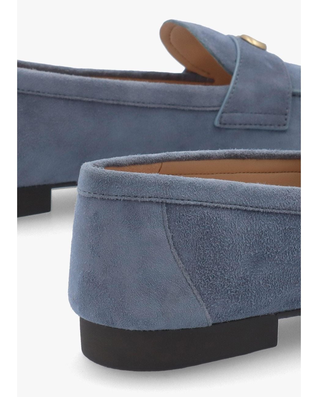 COACH Blue Sculpted C Light Denim Suede Loafers