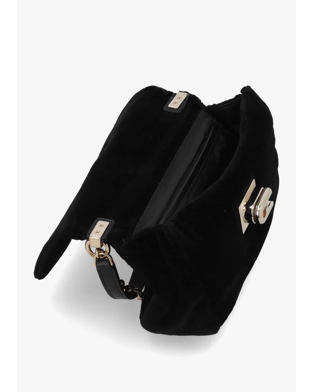 Furla Black Mini 1927 20 Velvet Cross-Body Bag