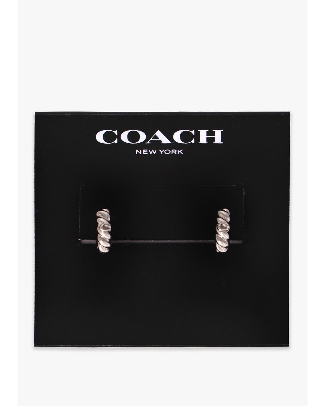 COACH White C Logo Twisted Huggie Hoops
