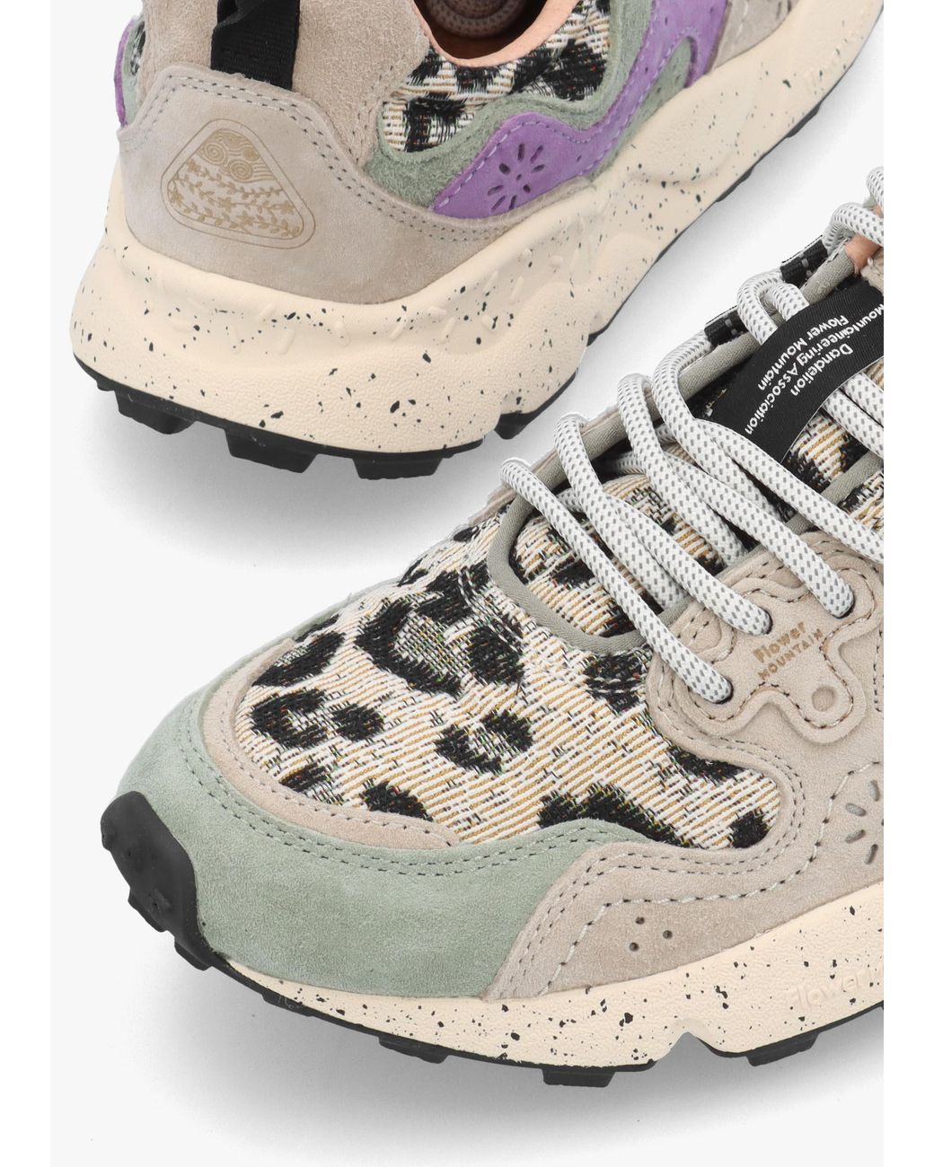 Flower Mountain White Yamano 3 Taupe Cipria Suede Trainers