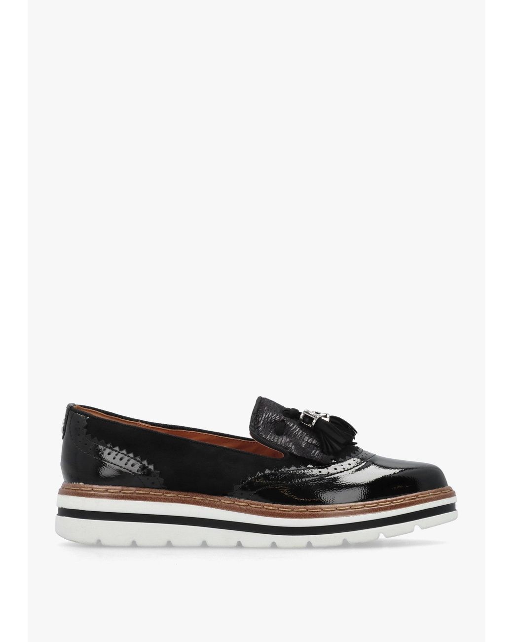 Moda In Pelle Black Ellee Patent & Suedette Tassel Loafers