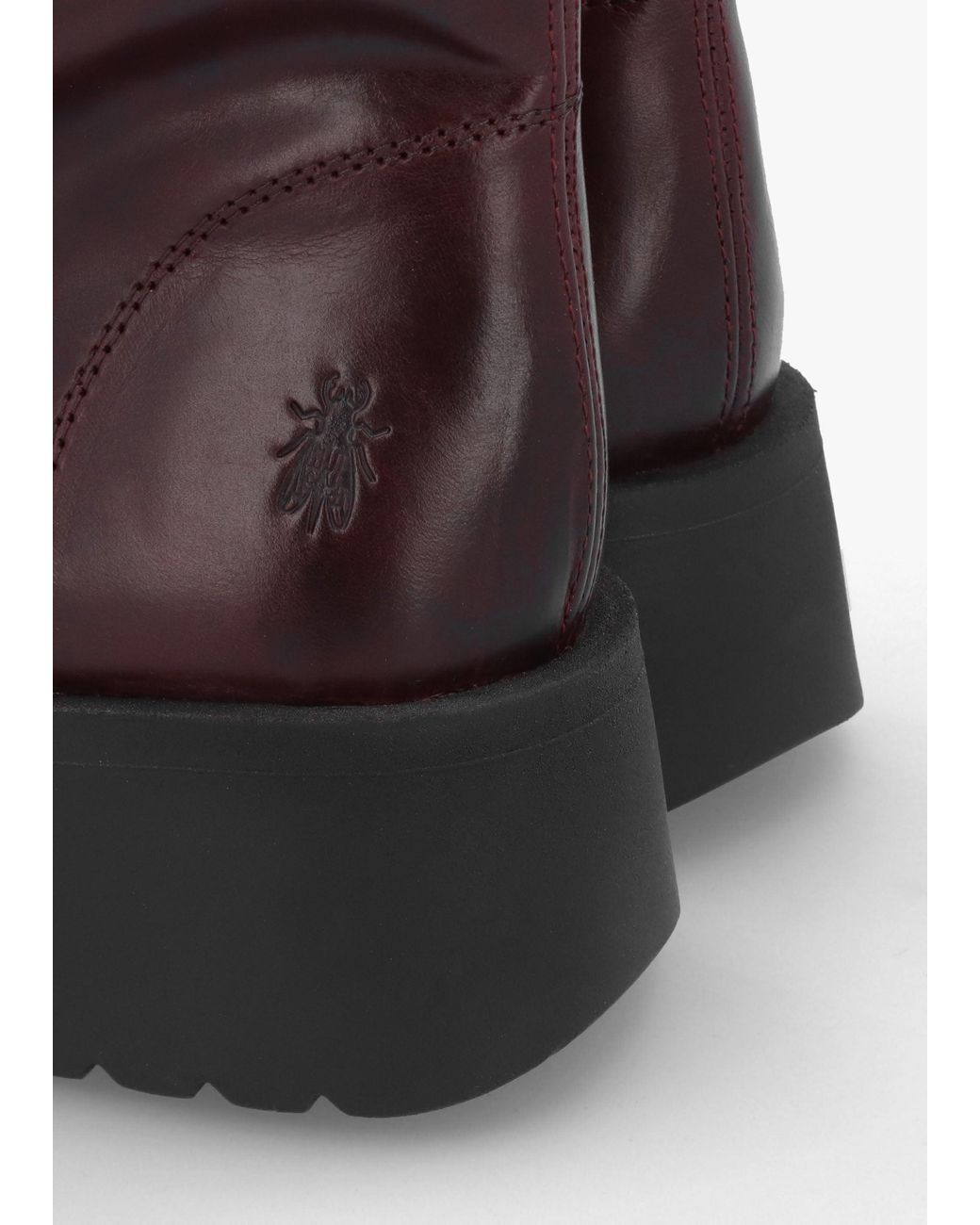 Fly London Brown Mazz Wine Leather Chunky Calf Boots