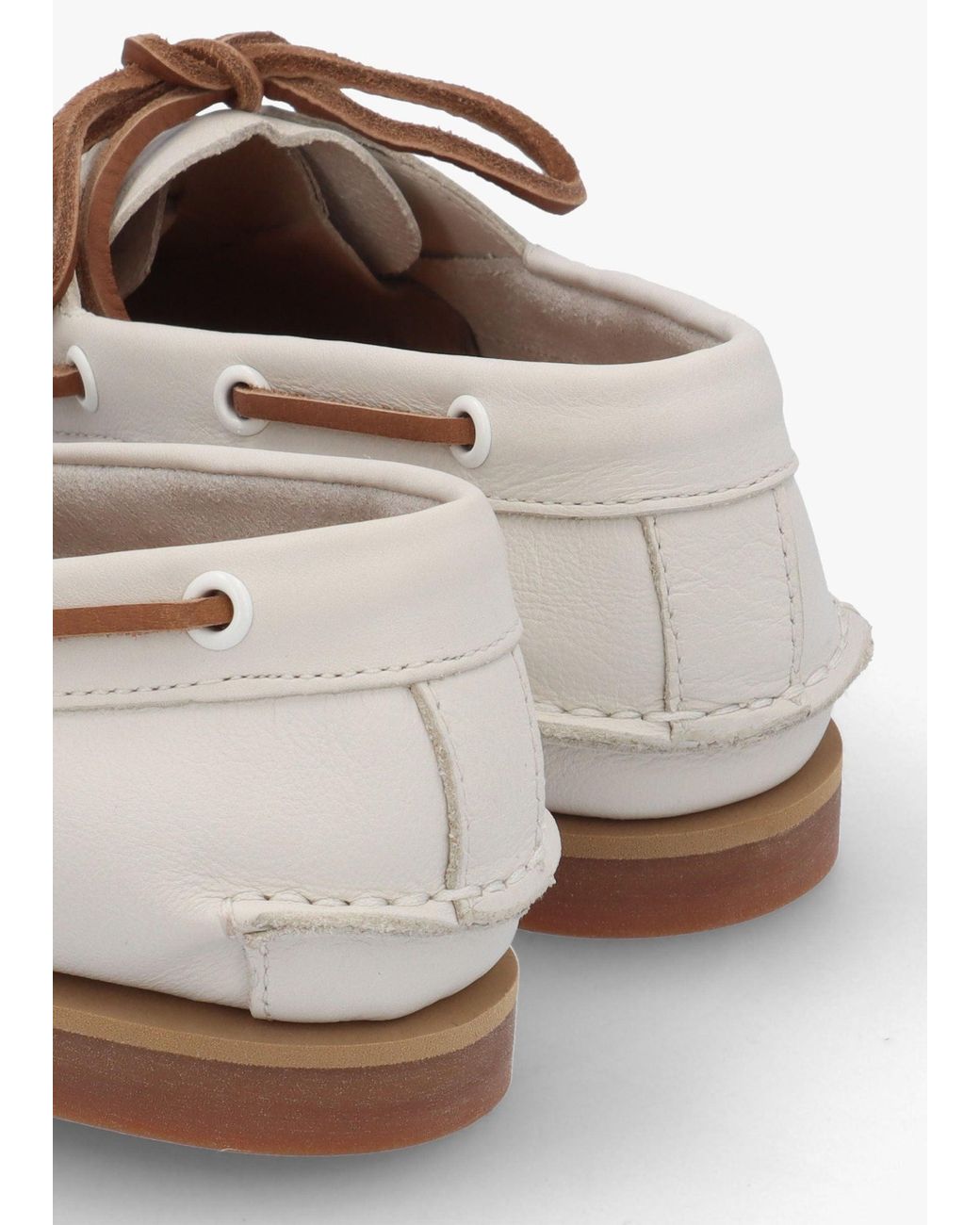 Timberland White Classic Natural Full Grain Leather Boat Shoes