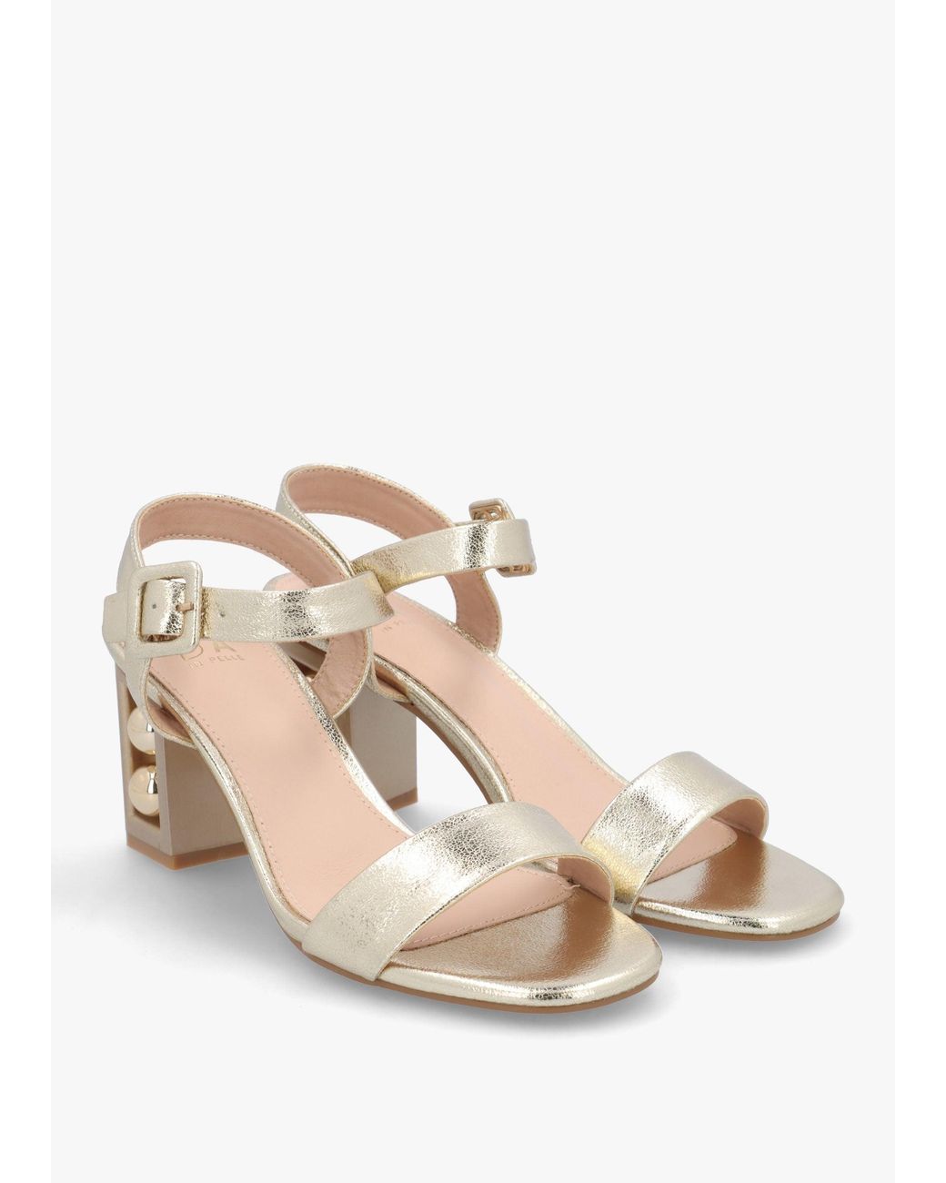 Moda In Pelle White Sandypearl Leather Heeled Sandals