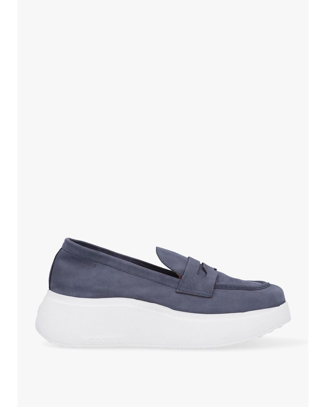 Wonders Blue Estela Nubuck Leather Chunky Loafers