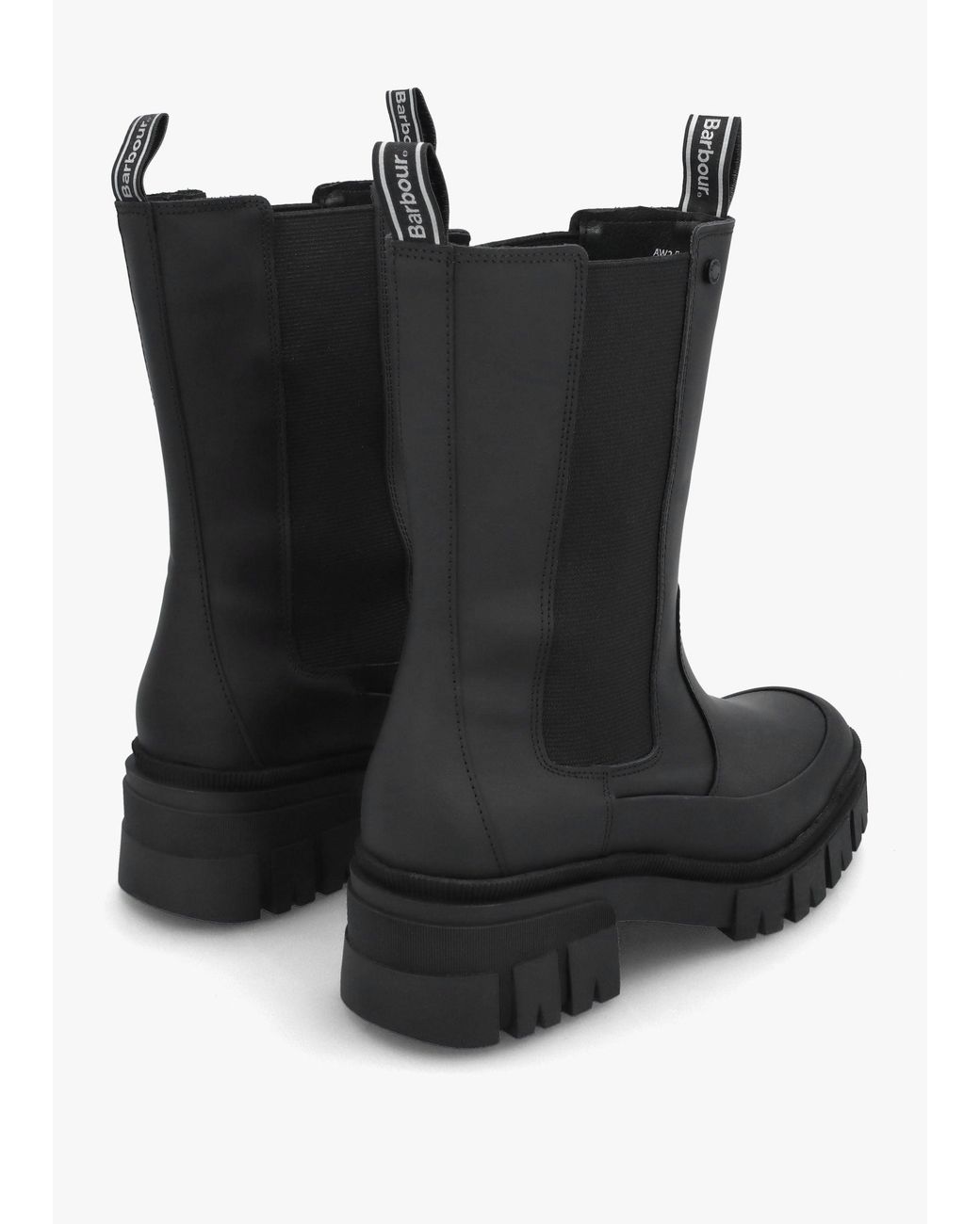 Barbour Black Sidneigh Rubberized Leather Chelsea Boots