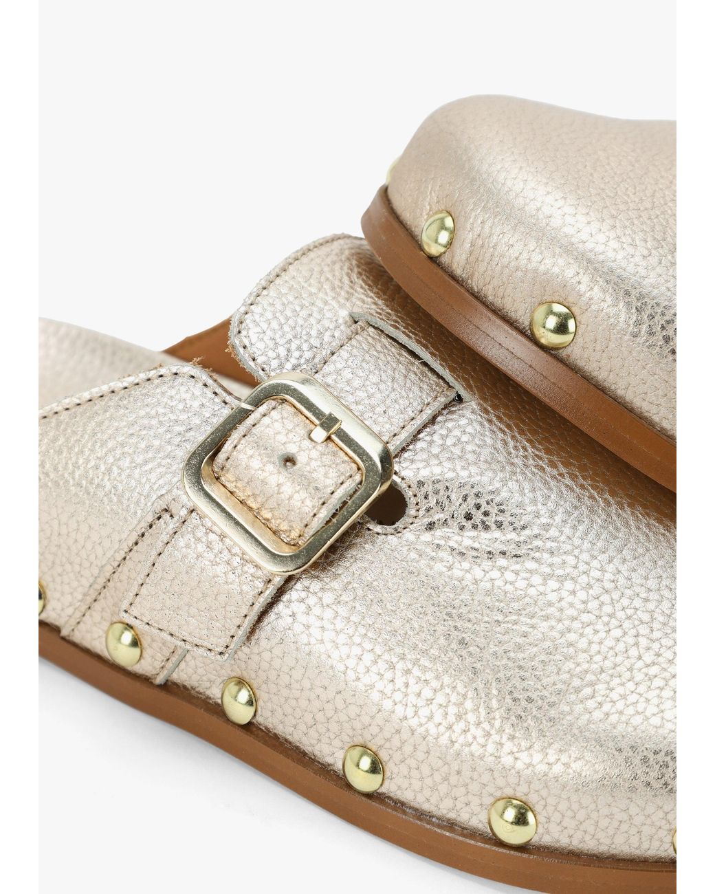 Alpe White Ambur Rose Leather Mule Clogs