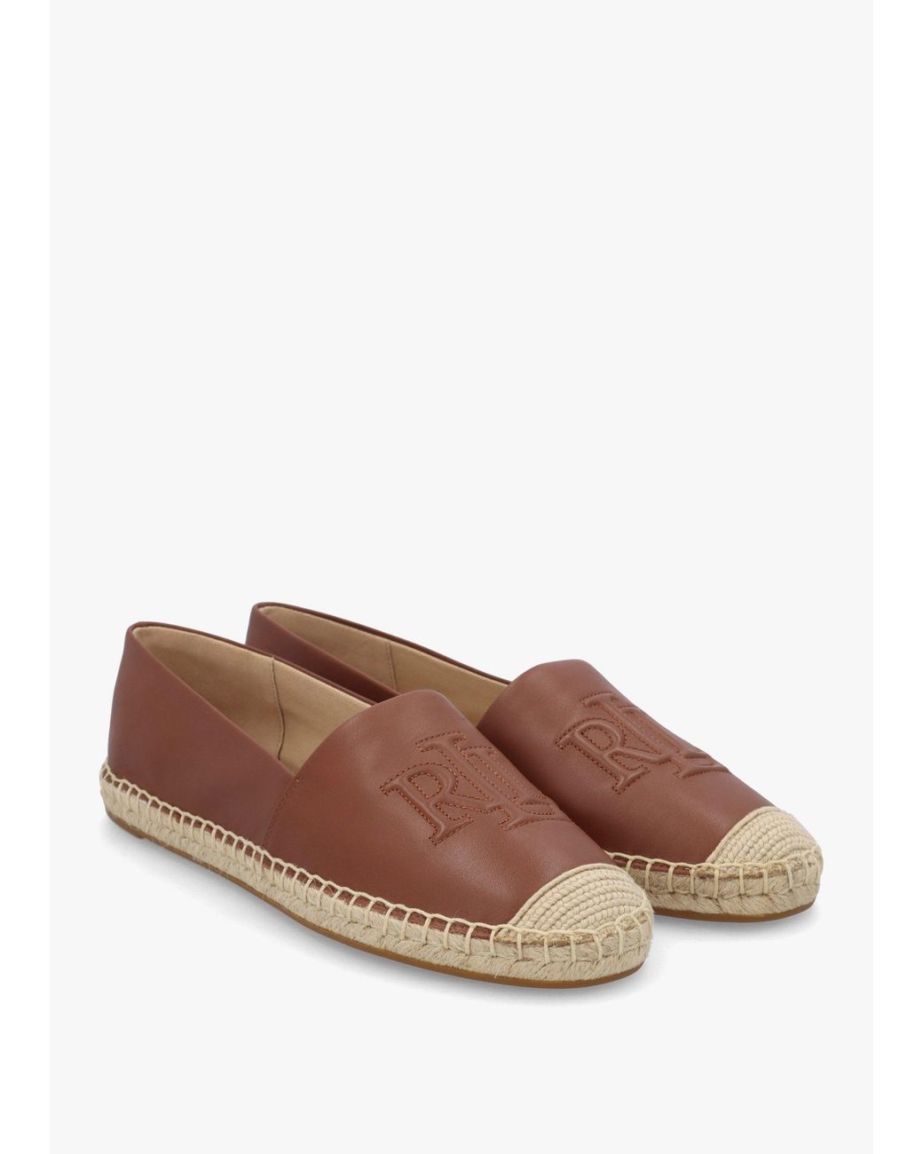 Ralph Lauren Brown Cameryn Lauren Tan Nappa Leather Espadrilles