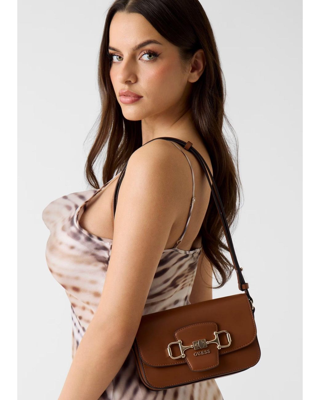 Guess Brown Janie Convertible Cognac Cross-Body Bag