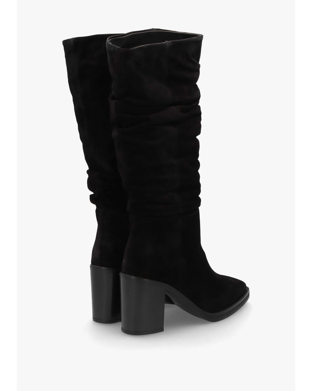 Alpe Black Astrid Rouched Block Heel Knee Boots