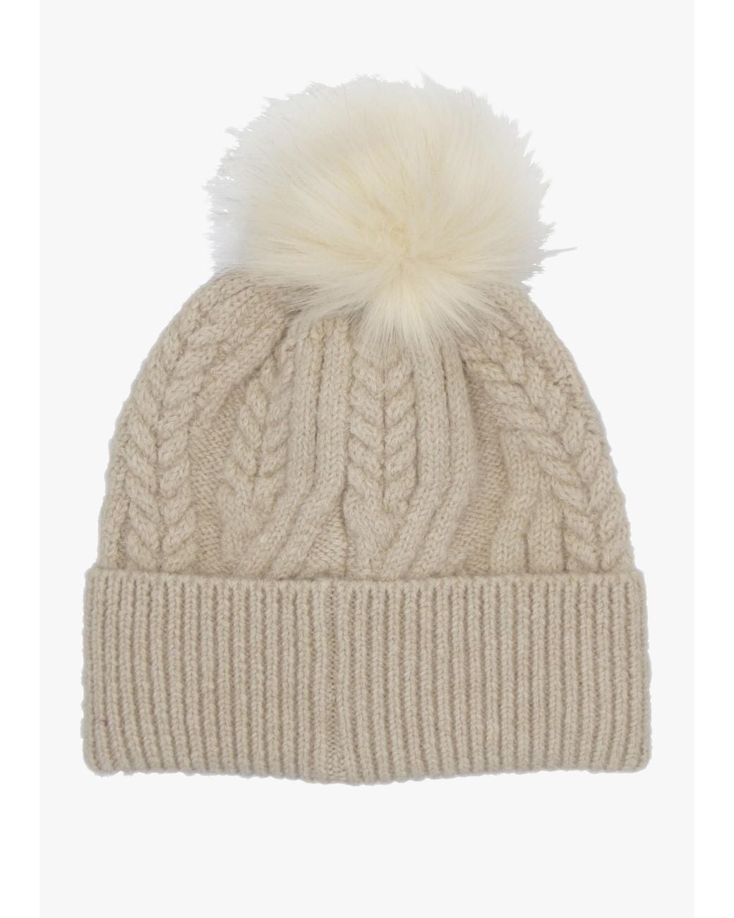 Barbour Natural Elsdon Eggshell Cable Knit Beanie Hat
