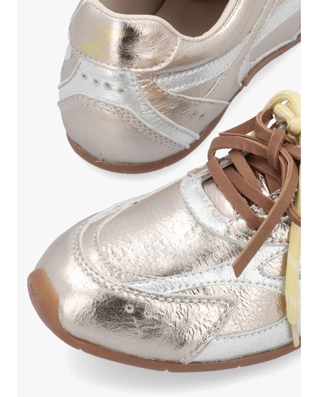 Bronx White Myr-Aa & Metallic Leather Low Profile Trainers