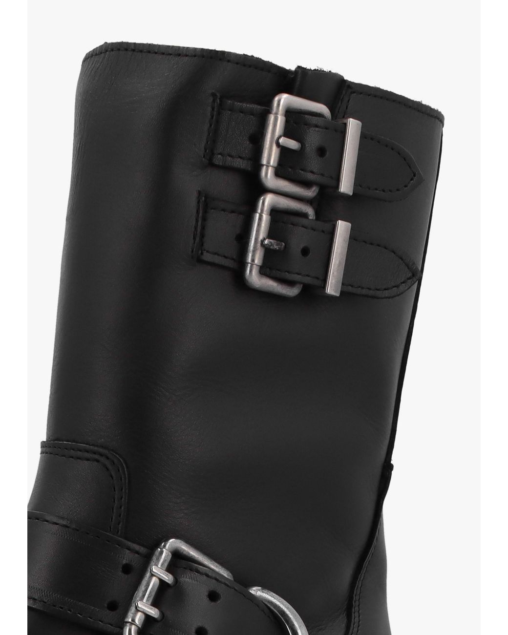 Alpe Atom Black Leather Chunky Biker Boots