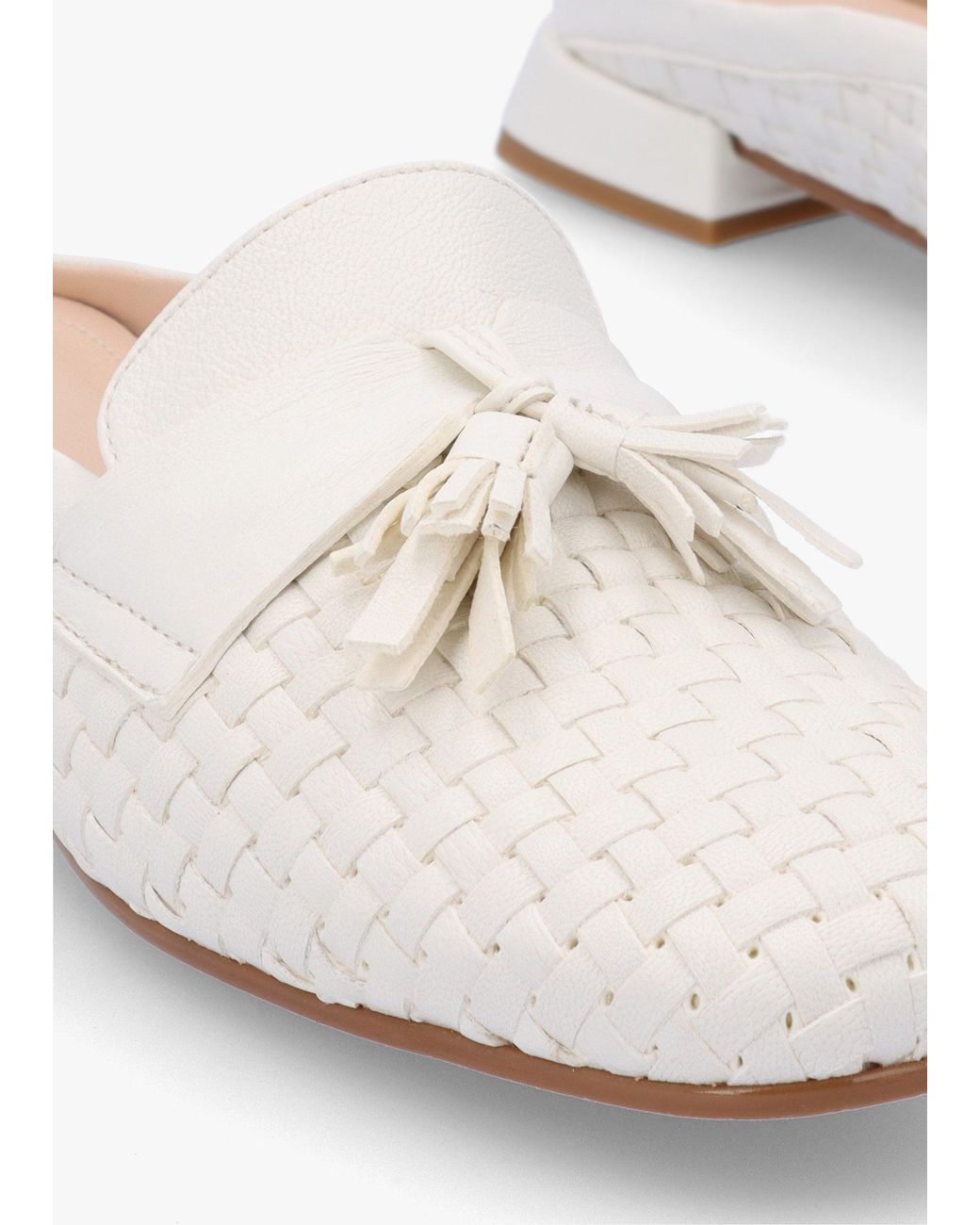 Daniel White Nova Cream Leather Woven Backless Mules