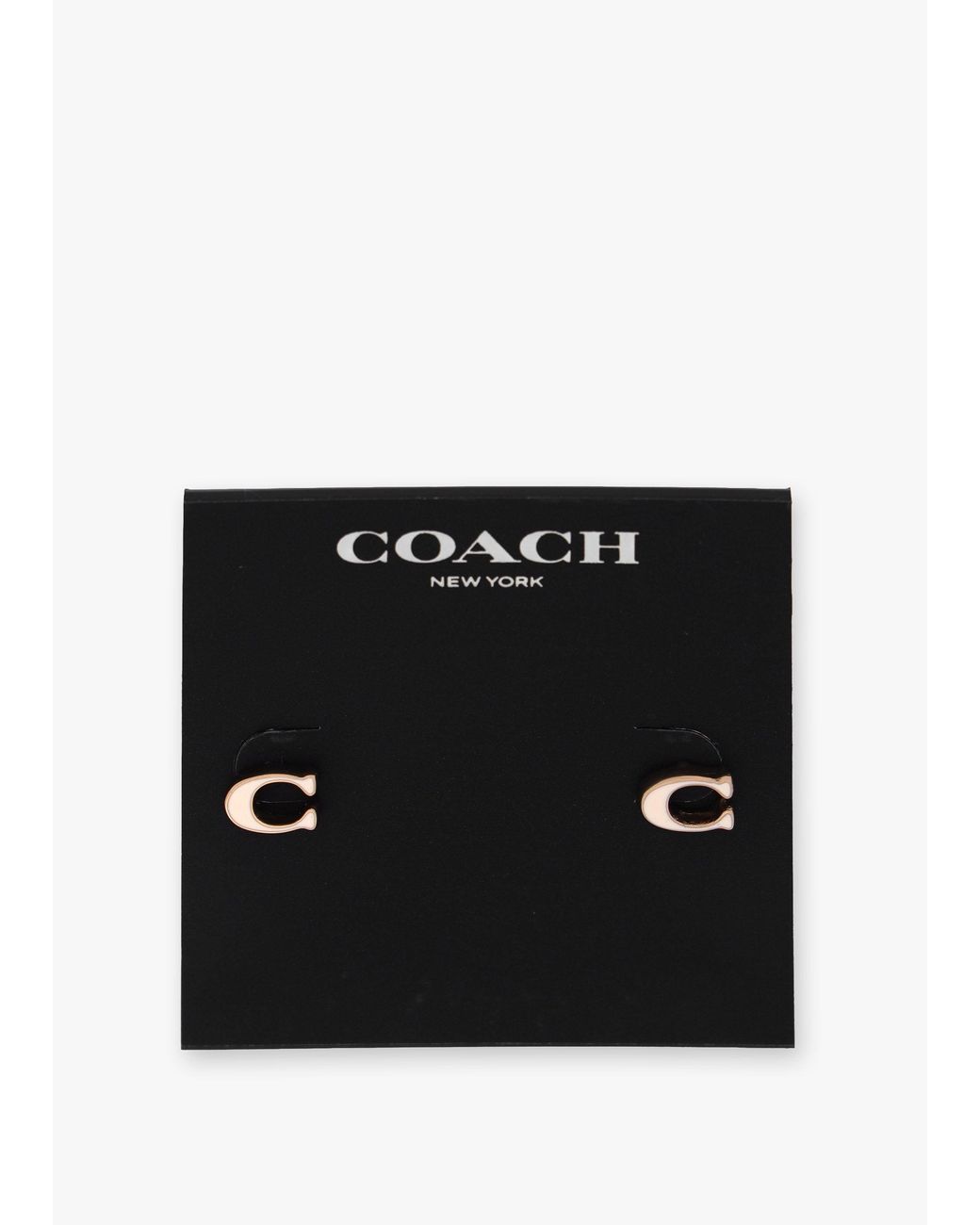 COACH White Enamel C Stud Earrings