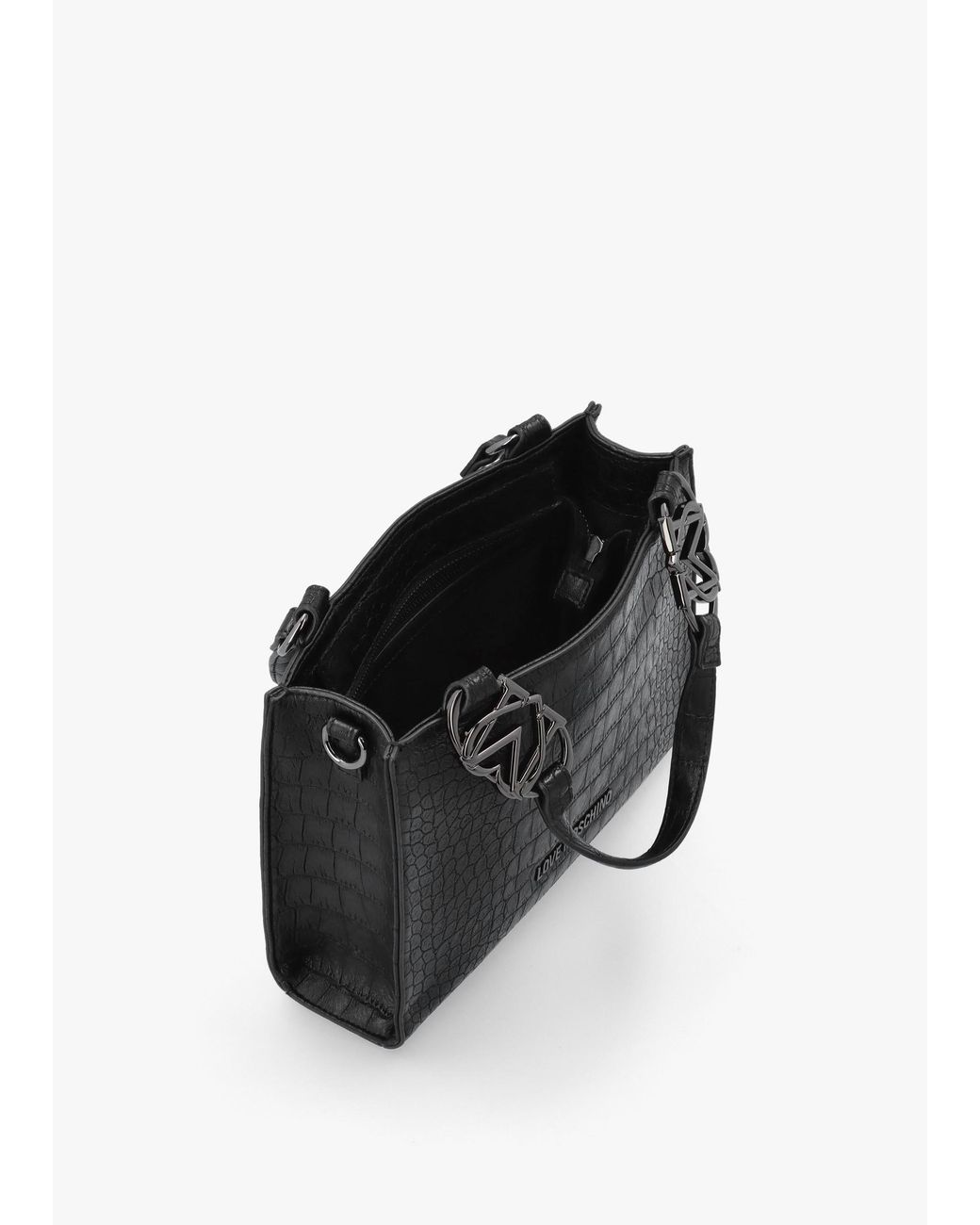 Love Moschino Black Moc Croc Shopper Bag